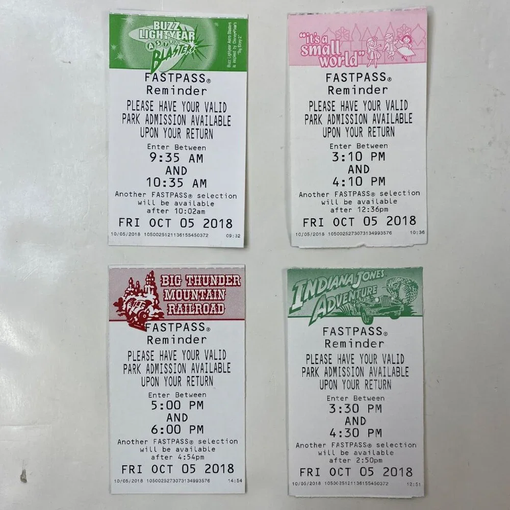 Disney California Adventure Fastpass Ticket Collection Nostalgic 2018 Souvenir